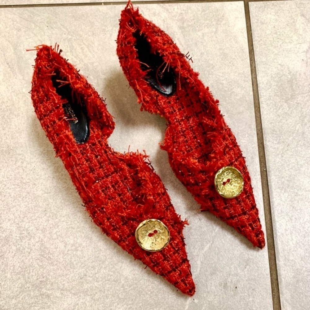 Balenciaga knife tweed kitten heels